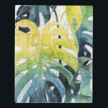 Watercolor Sunset Palm Tree Leaves Jigsaw Puzzle<br><div class="desc">"Sunset Palm Composition I" by Grace Popp. Features watercolor tropical greenery.</div>