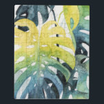 Watercolor Sunset Palm Tree Leaves Jigsaw Puzzle<br><div class="desc">"Sunset Palm Composition I" by Grace Popp. Features watercolor tropical greenery.</div>