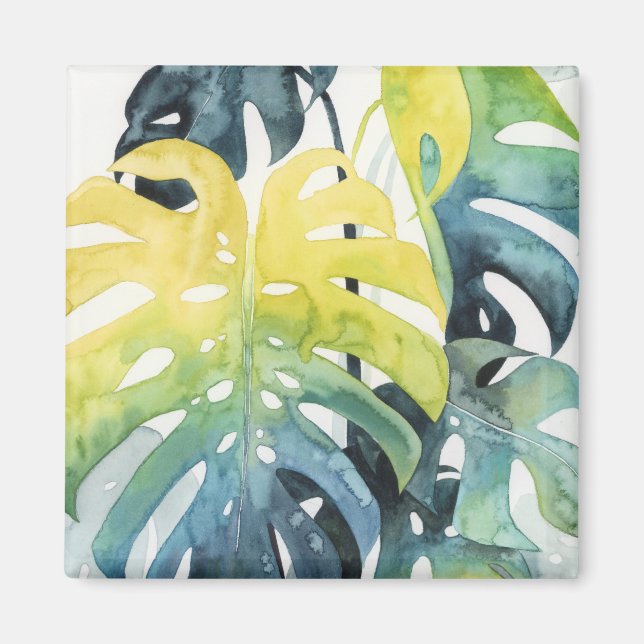 Watercolor Sunset Palm Tree Leaves Magnet (Front)