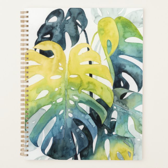 Watercolor Sunset Palm Tree Leaves Planner (Front)