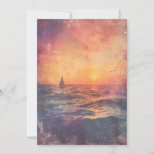 Watercolor Sunset Sailboat Background Thank You Card