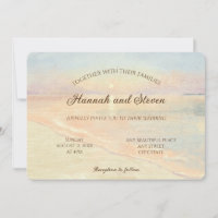 Watercolor sunset sea coast pastel colors wedding 