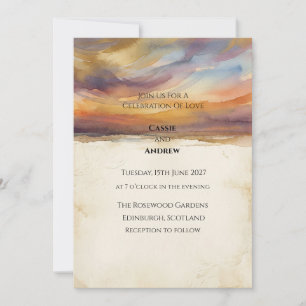 Watercolor Sunset Sky Wedding Invitation