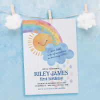 Watercolor Sunshine and Rainbow Birthday