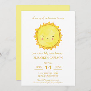 Watercolor Sunshine Baby Shower Invitation Neutral