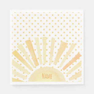 Watercolor Sunshine Orange Yellow Polkadots Summer Napkin