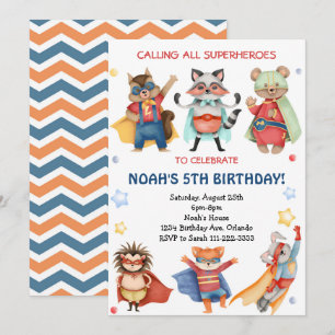 Watercolor Superheroes Birthday Party Invitation