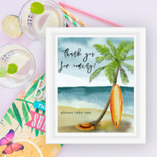 Watercolor surf beach - Thank you for coming Poster