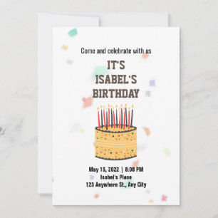 Watercolor Surprise Cake Birthday Party Invitation