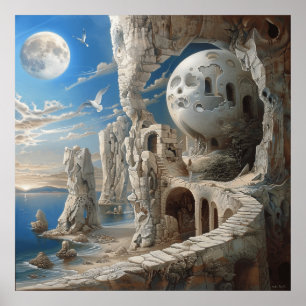 Watercolor Surrealism Art Poster