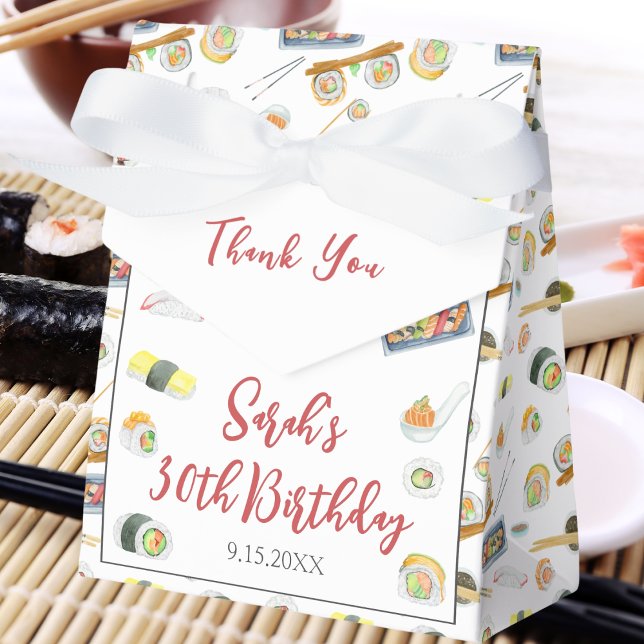Watercolor Sushi and Sashimi Any Age Birthday  Favour Box (Creator Uploaded)