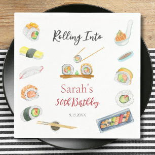 Watercolor Sushi and Sashimi Any Age Birthday Napkin
