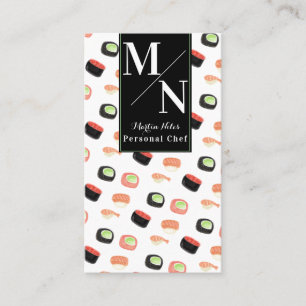 Watercolor Sushi Asian Chef Cook Homemade Food Business Card