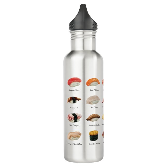 Watercolor Sushi Chart  710 Ml Water Bottle (Left)