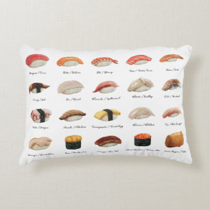 Watercolor Sushi Chart  Decorative Cushion