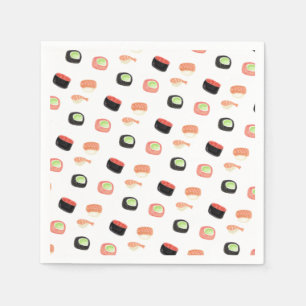 Watercolor Sushi Party Hibachi Sushi Napkin