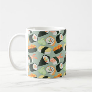 Watercolor Sushi Pattern Coffee Mug