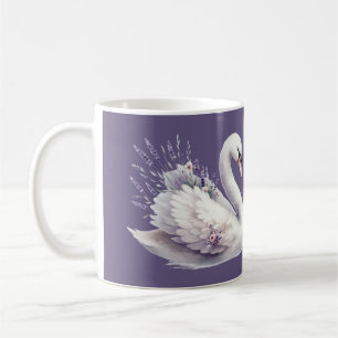 Watercolor Swan with Lavender Florals Coffee Mug