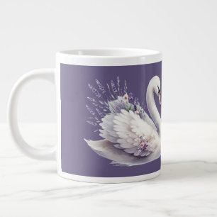 Watercolor Swan with Lavender Florals Large Coffee Mug