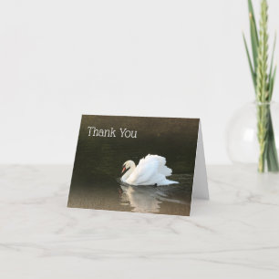 Watercolor Swan with Reflection Thank You Card