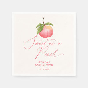 Watercolor Sweet as a Peach Baby Shower Napkin