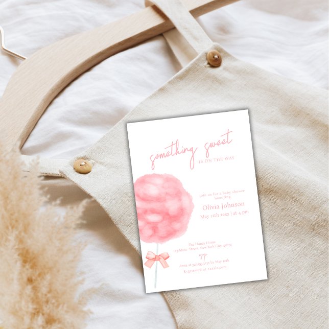 Watercolor Sweet Bow Cotton Candy Baby Shower Invitation (Watercolor Sweet Bow Cotton Candy Baby Shower Invitation)