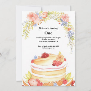 Watercolor Sweet Cake 1st Birthday Invitation