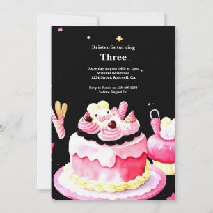 Watercolor Sweet Cake Birthday Invitation