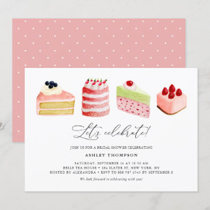 Watercolor Sweet Cakes Bridal Shower Brunch Invitation