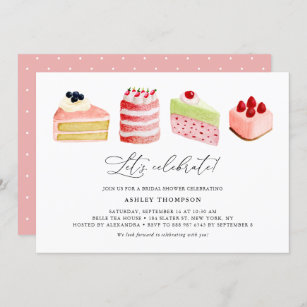 Watercolor Sweet Cakes Bridal Shower Brunch Invitation