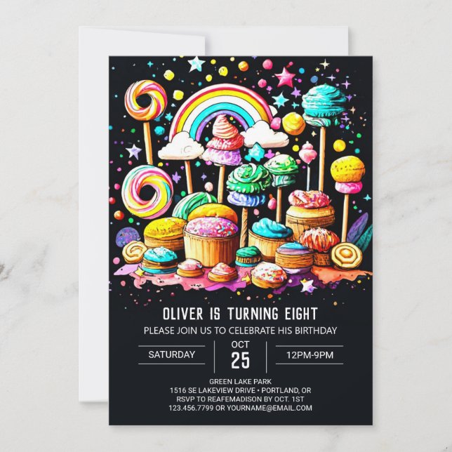 Watercolor Sweet Celebration Birthday Invitation (Front)