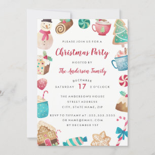 Watercolor Sweet Christmas Party Invitation