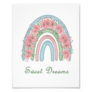 Watercolor Sweet Dreams Rainbow with Florals  Photo Print
