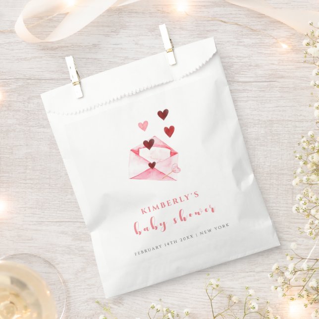 Watercolor Sweet Heart Letter Baby Shower Favour Bags (Clipped)