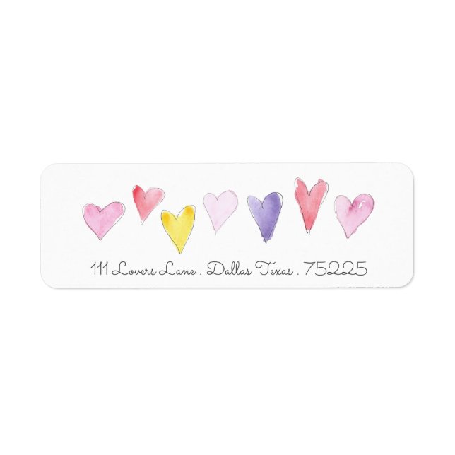 Watercolor Sweet Hearts pink yellow blue red (Front)