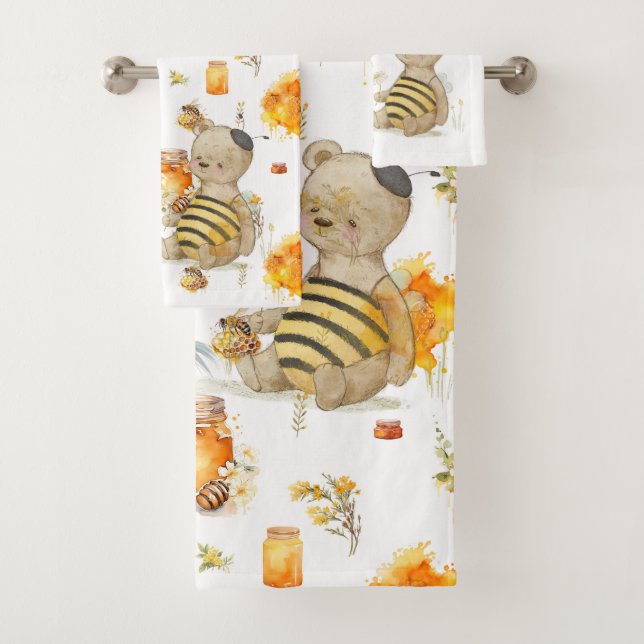 Watercolor sweet honey bath towel set (Insitu)
