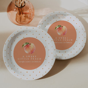 Watercolor Sweet Little Peach Polkadot Paper Plate