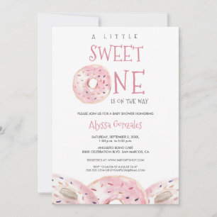 Watercolor Sweet One Doughnut theme Baby Shower Invitation