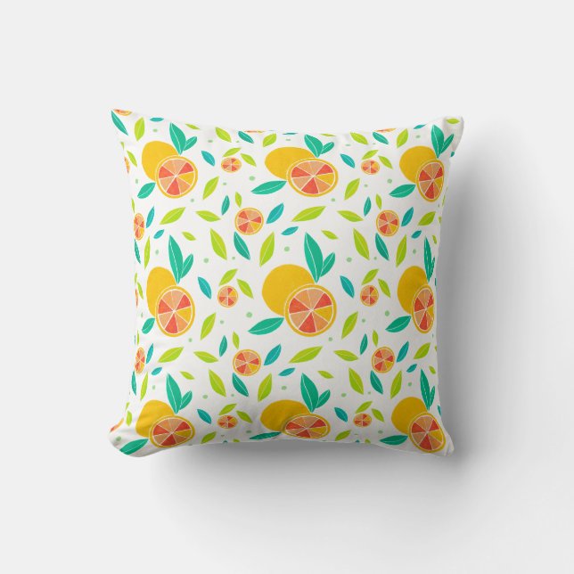 Watercolor Sweet Oranges Pattern Cushion (Front)