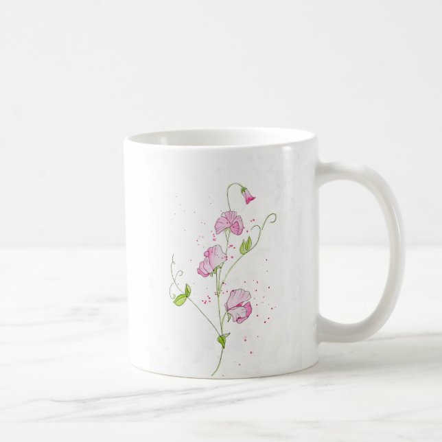 Watercolor Sweet Peas Coffee Mug (Right)