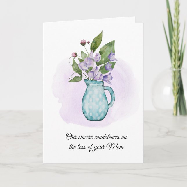 Watercolor Sweet Peas Glass Jug Sympathy | Card (Front)