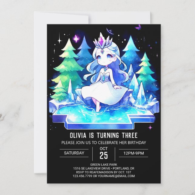 Watercolor Sweet Princess Birthday Invitation (Front)