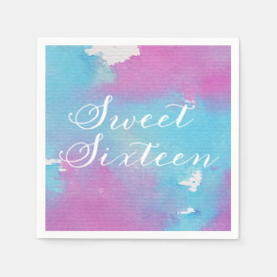 Watercolor Sweet Sixteen Paper Napkins
