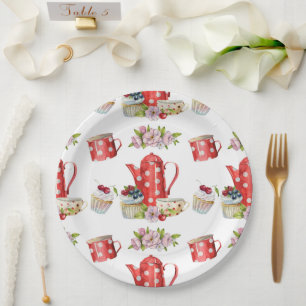Watercolor Sweet Tea Party Paper Plate
