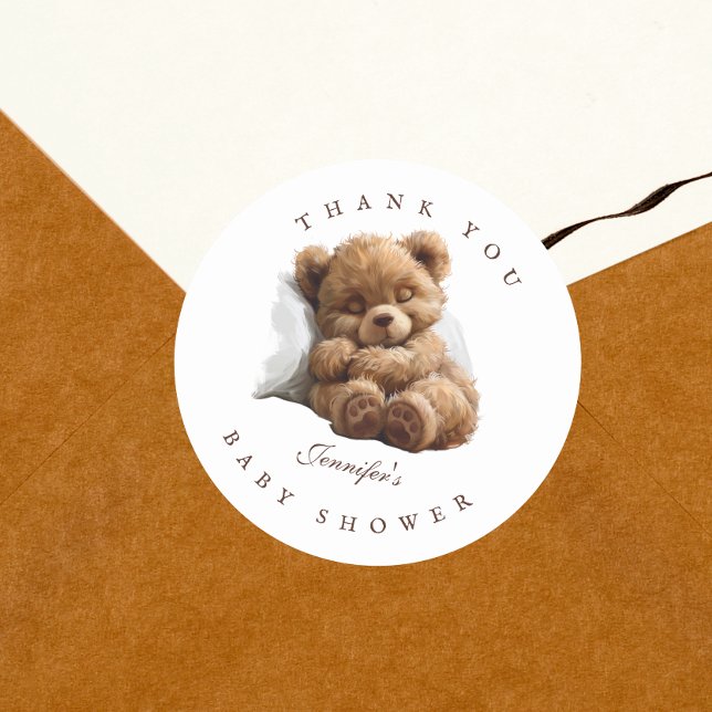 Watercolor Sweet Teddy Bear Thank You Sticker (Creator Uploaded)
