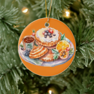 Watercolor Sweet Treats Ceramic Tree Decoration