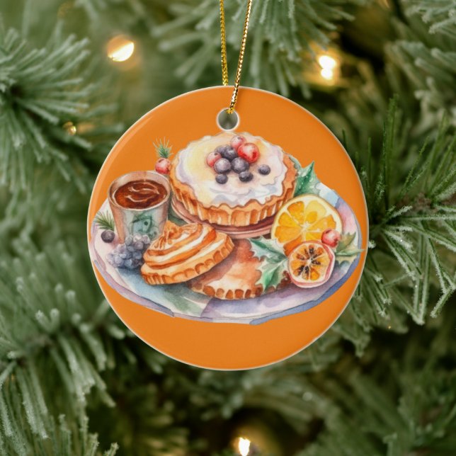 Watercolor Sweet Treats Ceramic Tree Decoration (Tree)