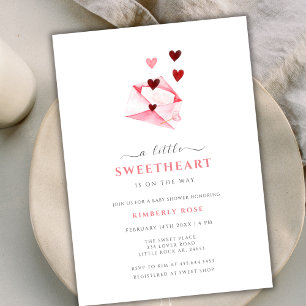 Watercolor Sweetheart Valentines Baby Shower Invitation