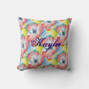 Watercolor Sweetpea Flower Art Personalised Cushion