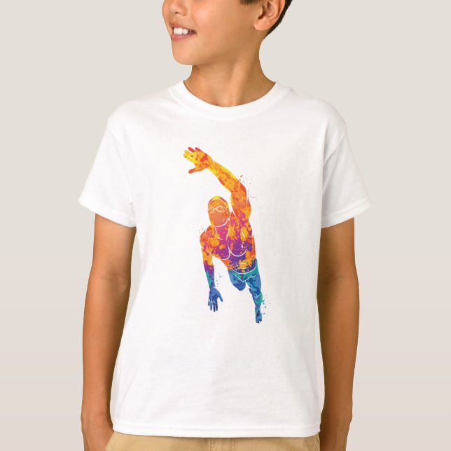 Watercolor Swimmer Sports T-Shirt (Front)